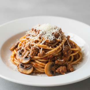 Spaghetti With Beef, Mushroom and Parmesan