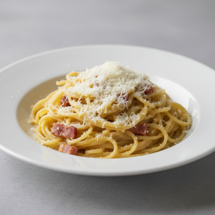 Spaghetti With Carbonara and Parmesan