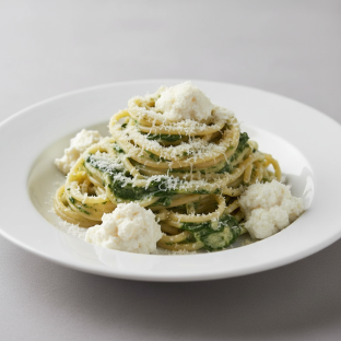 Spaghetti With Spinach Ricotta and Parmesan