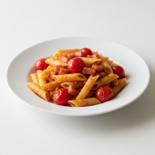 Gluten Free Penne With Amatriciana and Tomatoes