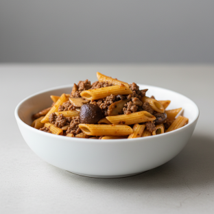 Gluten Free Penne With Beef and Mushroom