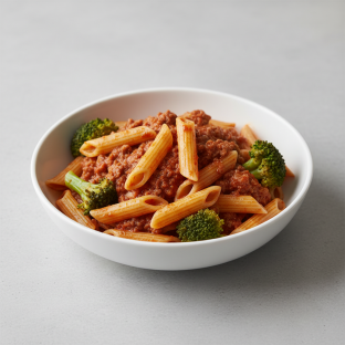 Gluten Free Penne With Bolognese and Broccoli