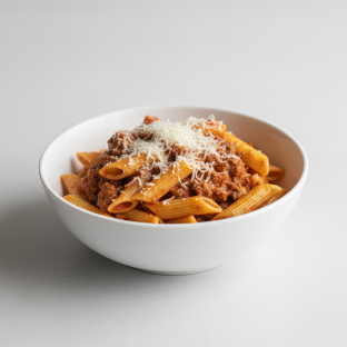 Gluten Free Penne With Bolognese and Parmesan