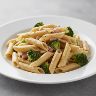 Gluten Free Penne With Carbonara and Broccoli