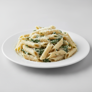 Gluten Free Penne With Spinach Ricotta and Parmesan