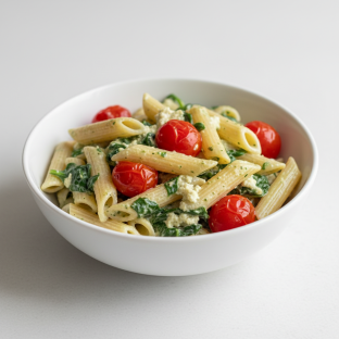 Gluten Free Penne With Spinach Ricotta and Tomatoes