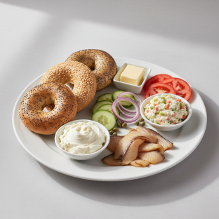 Sable Traditional Breakfast - Bagels With Plain and Vegetable Cream Cheese Sable Traditional Breakfast - Bagels With Plain and Vegetable Cream Cheese