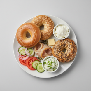 Sable Traditional Breakfast - Bagels, Plain and Scallion Cream Cheese Sable Traditional Breakfast - Bagels, Plain and Scallion Cream Cheese