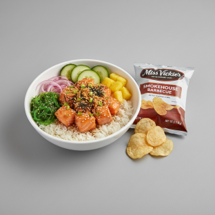 Yuzu Ponzu Salmon Bowl Combo (Regular) — White Rice / Miss Vickie's Smokehouse Barbecue Kettle Cooked Potato Chips