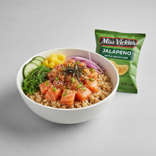 Yuzu Ponzu Salmon Bowl Combo (Regular) — Brown Rice / Miss Vickie's Jalapeno Kettle Cooked Potato Chips
