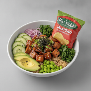 Sweet Shoyu Tofu Bowl Combo (Regular) — Brown Rice / Miss Vickie's Jalapeno Kettle Cooked Potato Chips