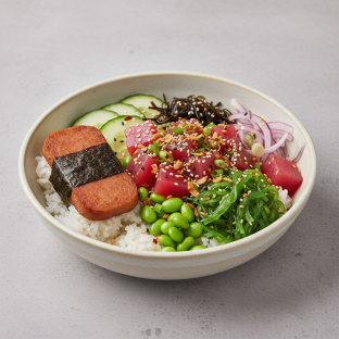 Hawaiian Ahi Bowl Combo (Regular) — White Rice / Garlic Spam Musubi