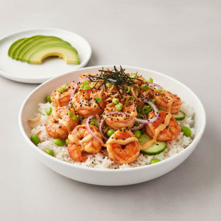 Gluten Free Spicy Shrimp Bowl Combo (Regular) — White Rice / Side of Avocado