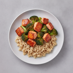 Hiddenfjord Salmon and Broccoli over Brown Rice Hiddenfjord Salmon and Broccoli over Brown Rice