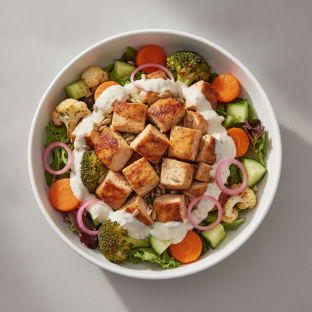 Light Carb Chicken Garden Bowl with Bens Ranch Sauce Light Carb Chicken Garden Bowl with Bens Ranch Sauce
