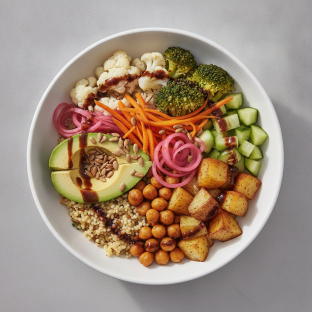 Chickpea Potato Hearty Bowl with Avocado and Rosemary Balsamic Sauce Chickpea Potato Hearty Bowl with Avocado and Rosemary Balsamic Sauce