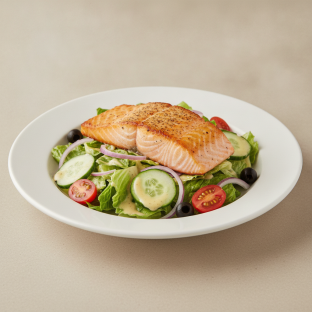 Garden Salad - Caesar With Baked Salmon Garden Salad - Caesar With Baked Salmon