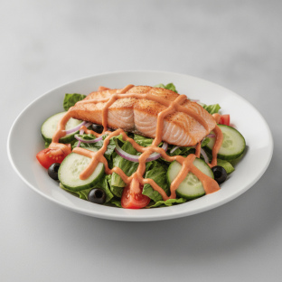 Garden Salad - Russian With Baked Salmon Garden Salad - Russian With Baked Salmon