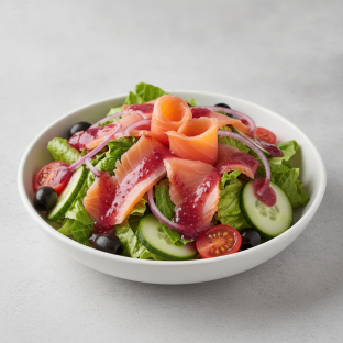 Garden Salad - Raspberry Vinaigrette With Smoked Salmon Garden Salad - Raspberry Vinaigrette With Smoked Salmon