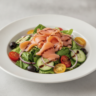 Garden Salad - Balsamic With Smoked Salmon Garden Salad - Balsamic With Smoked Salmon