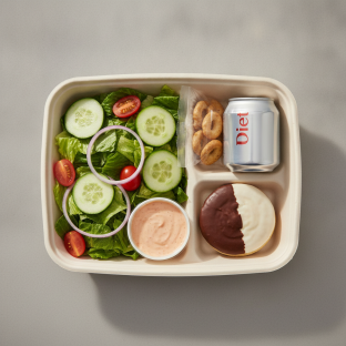 Garden Salad Boxed Lunch — Russian Dressing / Black & White Cookie / Diet Soda Garden Salad Boxed Lunch — Russian Dressing / Black & White Cookie / Diet Soda