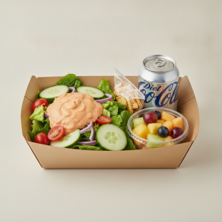 Garden Salad Boxed Lunch — Russian Dressing / Fruit Cup / Diet Soda Garden Salad Boxed Lunch — Russian Dressing / Fruit Cup / Diet Soda