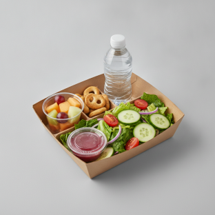 Garden Salad Boxed Lunch — Raspberry Vinaigrette / Fruit Cup / Bottled Water Garden Salad Boxed Lunch — Raspberry Vinaigrette / Fruit Cup / Bottled Water