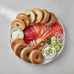 Smoked Salmon Bagel Platter - Kippered Salmon, Wild Sockeye, Nova Scotia Salmon
