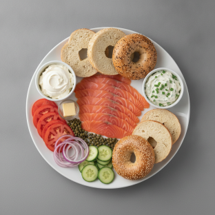 Nova Scotia Salmon Bagel Platter With Plain and Scallion Cream Cheese