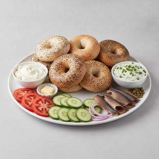 Sable Breakfast Bagel Platter With Plain and Scallion Cream Cheese
