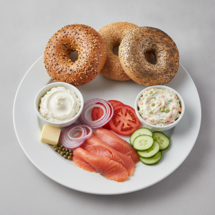 Nova Scotia Salmon Bagel Platter - Plain and Vegetable Cream Cheese
