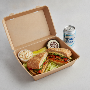 Sandwich Boxed Lunch — The Veggie Sandwich / Regular Soda Sandwich Boxed Lunch — The Veggie Sandwich / Regular Soda