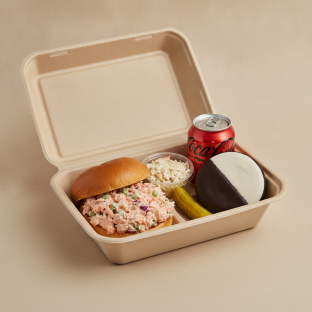 Sandwich Boxed Lunch — Hot Smoked Salmon Salad Sandwich / Regular Soda Sandwich Boxed Lunch — Hot Smoked Salmon Salad Sandwich / Regular Soda