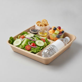 Garden Salad Boxed Lunch — Balsamic Vinegar & Olive Oil / Fruit Cup / Bottled Water Garden Salad Boxed Lunch — Balsamic Vinegar & Olive Oil / Fruit Cup / Bottled Water