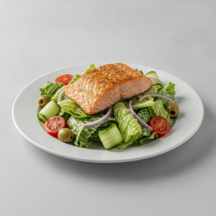 Garden Salad - Caesar With Baked Salmon Garden Salad - Caesar With Baked Salmon