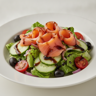 Garden Salad - Balsamic With Smoked Salmon Garden Salad - Balsamic With Smoked Salmon
