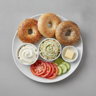 Bagels and Schmears - Bagels with Plain and Vegetable Cream Cheese Bagels and Schmears - Bagels with Plain and Vegetable Cream Cheese
