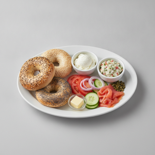 Nova Scotia Salmon Bagel Platter - Plain and Vegetable Cream Cheese Nova Scotia Salmon Bagel Platter - Plain and Vegetable Cream Cheese