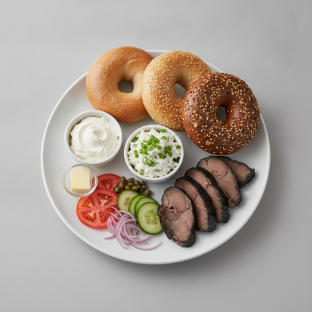 Sable Traditional Breakfast - Bagels, Plain and Scallion Cream Cheese Sable Traditional Breakfast - Bagels, Plain and Scallion Cream Cheese