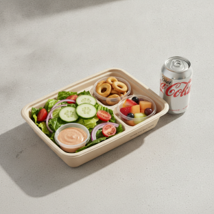 Garden Salad Boxed Lunch — Russian Dressing / Fruit Cup / Diet Soda