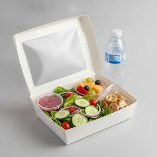 Garden Salad Boxed Lunch — Raspberry Vinaigrette / Fruit Cup / Bottled Water