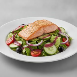 Garden Salad - Red Wine Vinaigrette With Baked Salmon