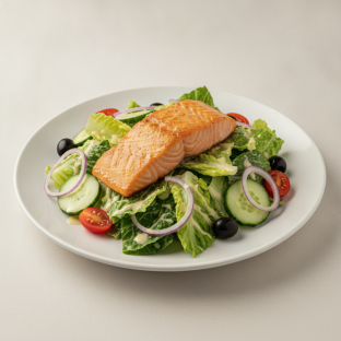 Garden Salad - Caesar With Baked Salmon
