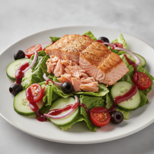 Garden Salad - Raspberry Vinaigrette With Baked Salmon