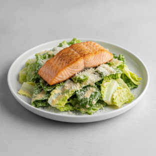 Caesar Salad With Baked Salmon