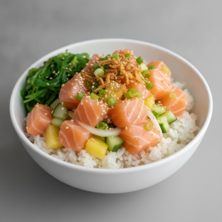 Regular Yuzu Ponzu Salmon over White Rice