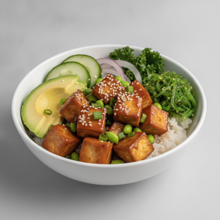 Regular Sweet Shoyu Tofu (v) over White Rice