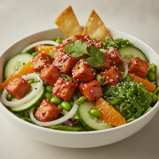 Regular Sweet Sesame Chicken over Salad