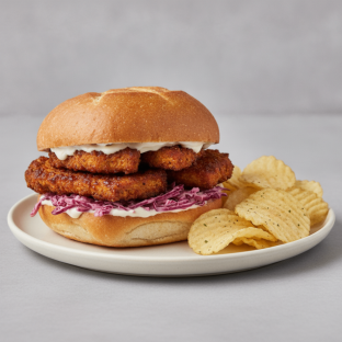 Vegan Fake Chicken Sandwich Meal