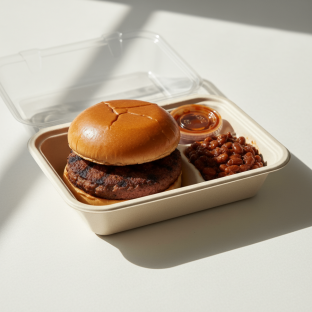 The Sandwich Lunch Box with Impossible Burger (Dairy-Free) and BBQ Beans